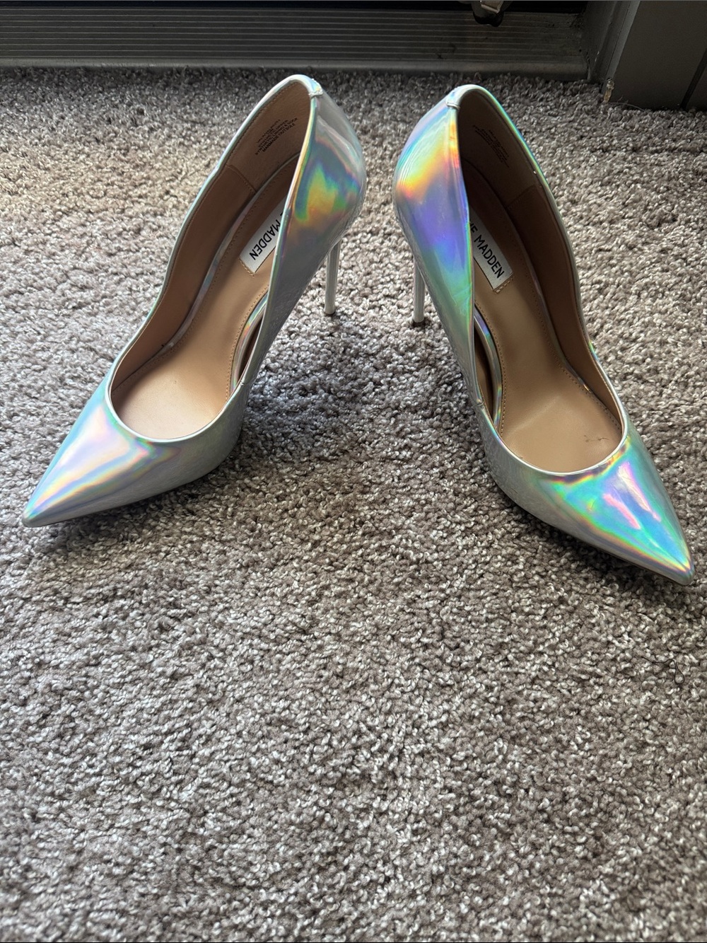 Steve Madden Iridescent Pointed-Toe Stiletto Pumps - Silver